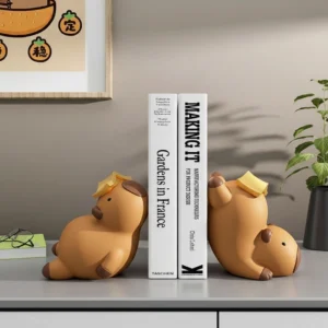 2er Set Capybara Buchstützen aus Harz mit gold Akzenten