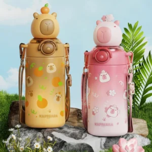 600ml 316 Edelstahl Capybara Trinkflasche mit 3D Capybara Deckel