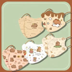 3D Capybara Gesichtsmasken 10er Pack mit süßen Capybara Motiven für Erwachsene und Kinder
