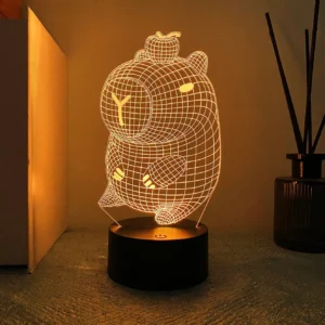 3D Capybara Lampe 7 Farben LED Nachtlicht mit Orange auf dem Kopf