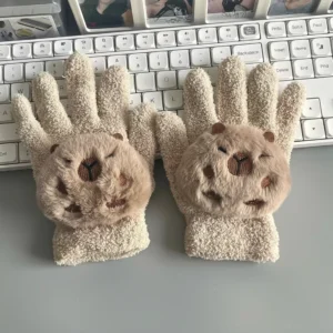 3d capybara strickhandschuhe mit frontalansicht des capybara
