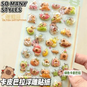 3D Capybara Sticker mit Food-Themen Motiv Auswahl