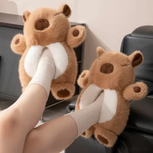 3d capybara umarmung pluesch hausschuhe capybara schuhe in hellbraun