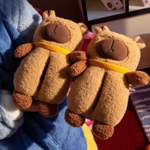 3d plüsch capybara hausschuhe mit gelbem tuch, capybara schuhe für damen
