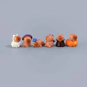 6-teiliges Set Halloween Capybara Mini Figuren mit Kürbis, Hexenhut und Geist Motiven | Capybara Figur