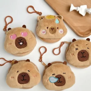 Alle 5 Varianten des niedlichen Mini Capybara Plüsch Muenzbeutel mit verschiedenen Emotionen