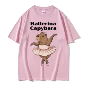 Ballerina Capybara T-Shirt Motiv mit Capybara in rosa Tutu