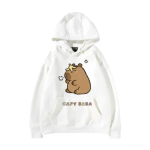 Bananenschale Capybara Kapuzenpullover mit grantigem Capybara Motiv, rosa Variante