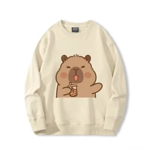 beiges capybara boba bubble tea sweatshirt