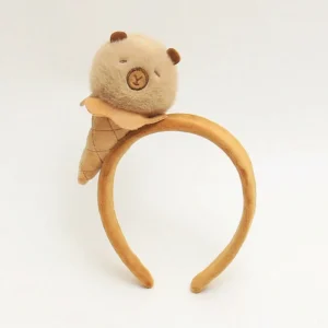 Brauner Capybara Eiscreme Haarreif, 3D Plush Capybara Stirnband für Capybara Fans