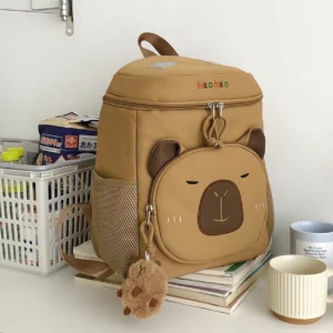 Brauner Capybara Kinderrucksack mit 3D Ohren für Schule und Ausflüge