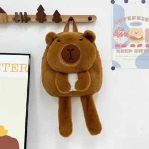 brauner schlafender Capybara Plüsch Rucksack mit Schlafblase