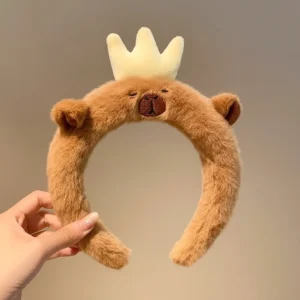 braunes capybara plüsch stirnband mit krone capybara haarreif