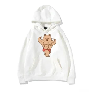 Buff Capybara Hoodie - Muskel Capybara Kapuzenpullover in Grau