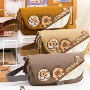 Capybara 3-lagige Messenger Federtasche aus Canvas in drei Farben