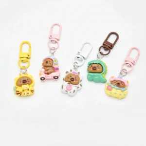 5er Set Capybara Anhänger komplette Kollektion mit allen 5 Motiven aus Harz