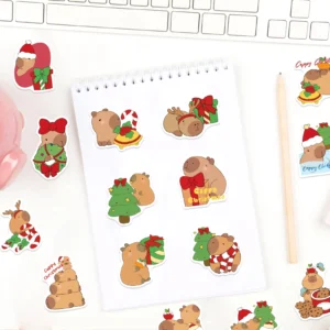 capybara aufkleber mit weihnachtsmannmütze weihnachtsmotiv