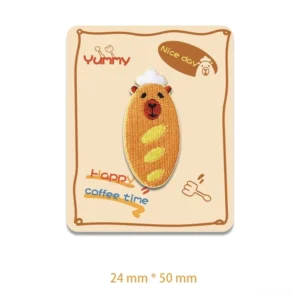 Foodie Capybara Aufnäher Stickerei mit Pommes Design, selbstklebend