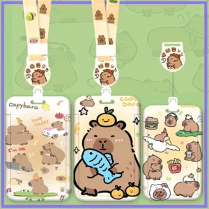 Gesamte Capybara Ausweishalter Kollektion mit allen 4 liebevollen Motiven
