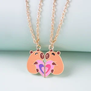 capybara bff halskette zwei teile zusammen zu einem ganzen herz kombiniert