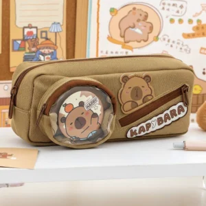 Capybara Mäppchen Canvas mit transparentem Fenster für Badges