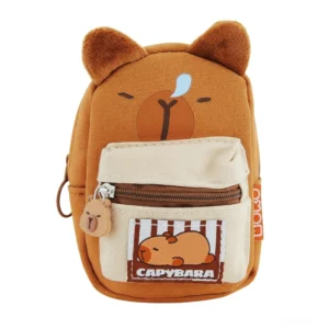 Capybara Canvas Mini Rucksack Geldbörse mit Karabiner zum Anhängen