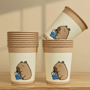 Capybara Einweg Pappbecher 50er Pack mit lustigem Trink Meme Design