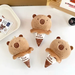 Capybara Eiscreme Plüsch Schlüsselanhänger im Waffel Cone Design