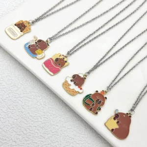 Capybara Emaille Anhänger Halskette niedliches Design für Capybara Fans
