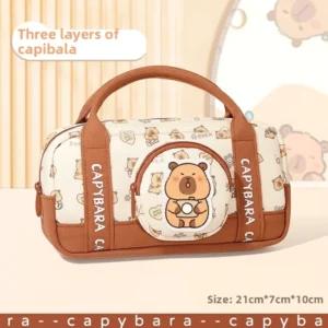Capybara Federtasche Canvas Mini Handbag Design, mit Capybara Print und Doppelgriffen