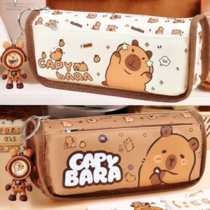 offene capybara federtasche mit viel platz fuer stifte und utensilien