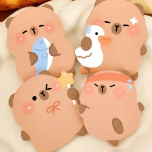 Komplettes Set mit allen vier Capybara Haftnotizen