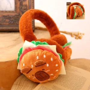 Braune Variante Capybara Hamburger Ohrenschützer 3D Ohrenwärmer