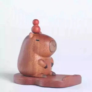 Capybara Handyhalter aus Ebenholz, niedliche Capybara Figur als Handyständer