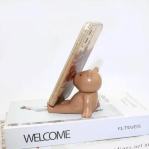 Capybara Handyhalter hält Smartphone im Querformat für Videoanrufe