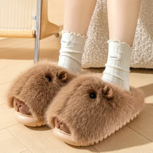 Weiche Capybara Hausschuhe mit niedlichem 3D Design für gemütliche Abende zu Hause