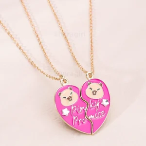 Capybara Herz Halskette Set Pastel Duo Variante mit rosa und lila Anhaengern