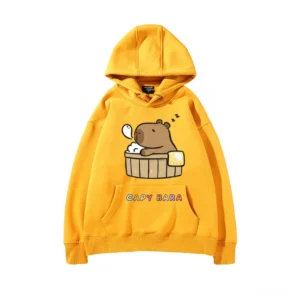 Capybara Kapuzenpullover mit badendem Capybara Onsen Motiv