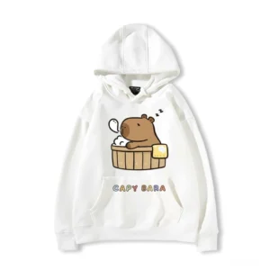 Seitenansicht Capybara Kapuzenpullover badendes Capybara Design