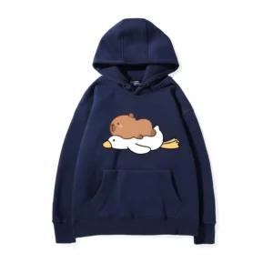 Capybara Kapuzenpullover mit Motiv Capybara reitet fliegende Gans
