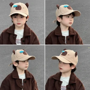 Original Capybara Kinder Baseballkappe mit 3D Ohren, Vorderansicht