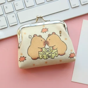 capybara kiss-lock muenzgeldboerse mit niedlichem cartoon druck von capybaras in mahjong fliesen, capybara portemonnaie