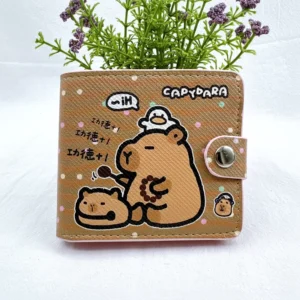 Capybara Snap Geldbörse Motiv D, Zen Capybara klopft Holzfisch mit Verdienst +1