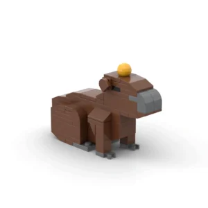 Niedliche sitzende Capybara Klemmbausteine Figur mit orangem Yuzu Topper