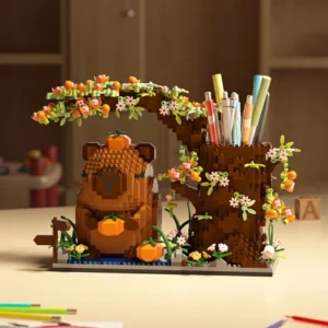 Capybara Klemmbausteine Stifthalter mit LED Baum Szene