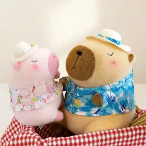 Nahaufnahme des weichen Plüschstoffes vom Capybara Kuscheltier