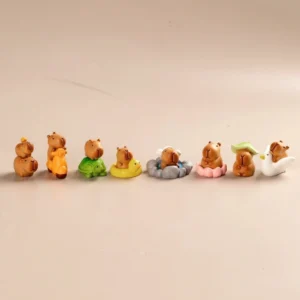 13-teiliges capybara mini figur set mit verschiedenen posen und kleinen accessoires