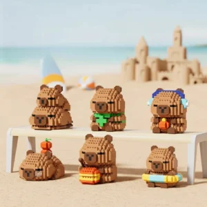 Capybara Mini Klemmbausteine Feinschmecker Figur mit Burger Capybara Baustein