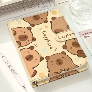 Capybara Notizbuch A5 Nachfüllbarer 6-Ringe Ordner aus weichem PU-Leder