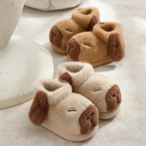 Capybara Schuhe Plüsch Booties in Beige und Braun für Kinder und Erwachsene